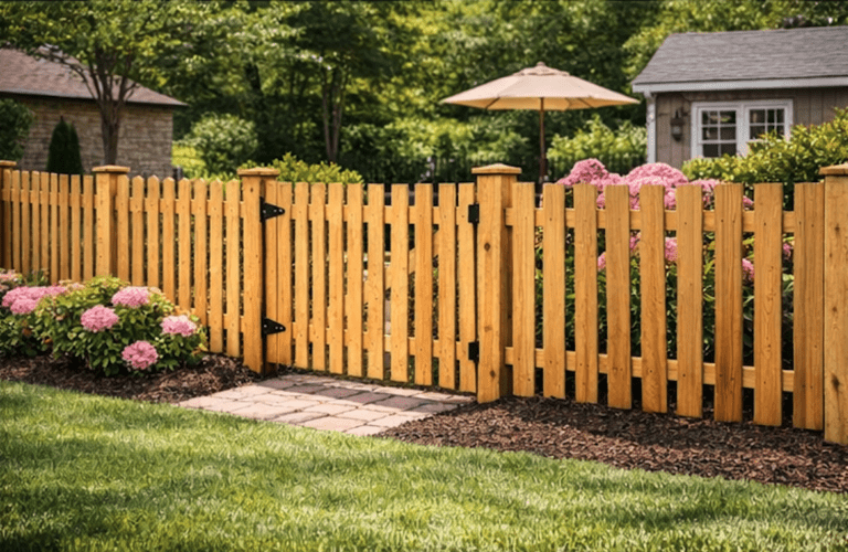 Picket Fences Built with Care, Craftsmanship & Classic Curb Appeal - Roark Fencing Cedar picket fence with gate