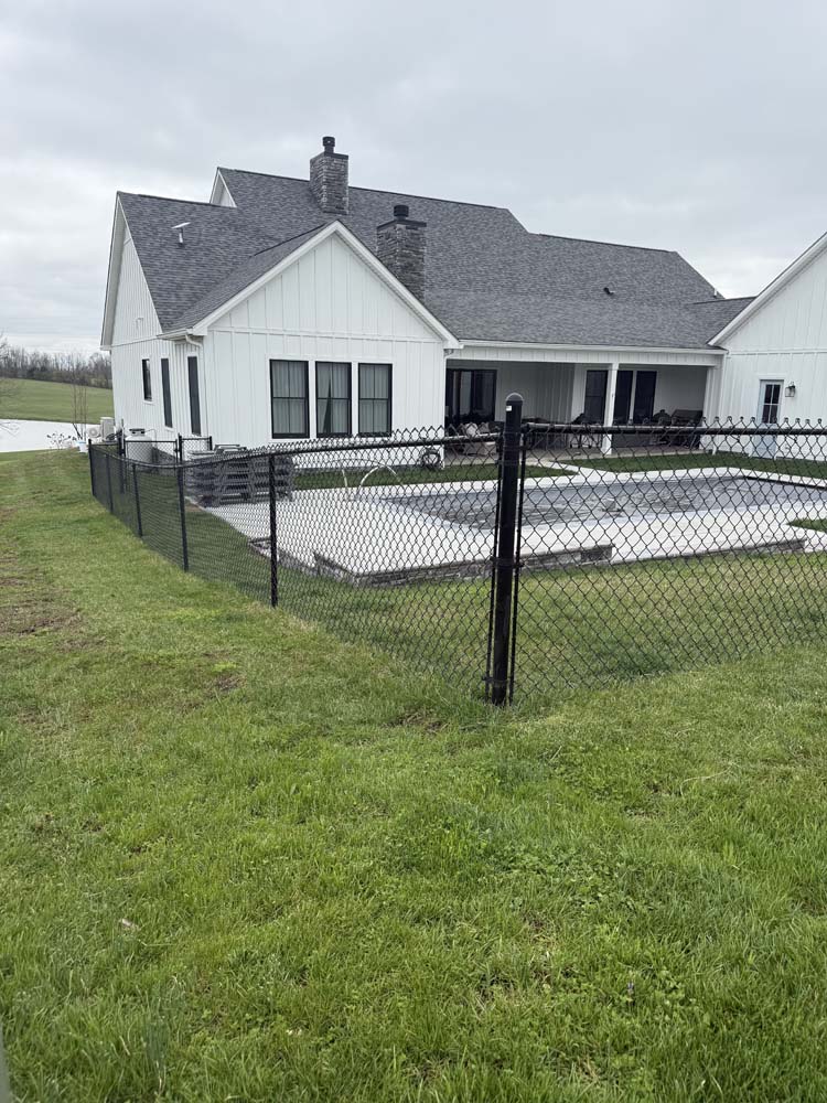 Backyard chain link fencing
